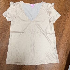 Lilly Pulitzer Cream Short Sleeve Top